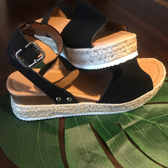 Espadrille black platform sandals - Picture 4 of 8